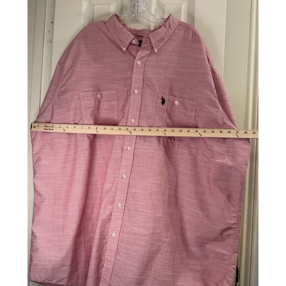 U.S. Polo Assn Men’s 3XLT Pink Button Down Shirt Short Sleeve Cotton Blend - Picture 4 of 8